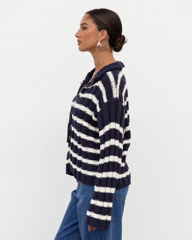 White Closet - Navy Striped Cardigan