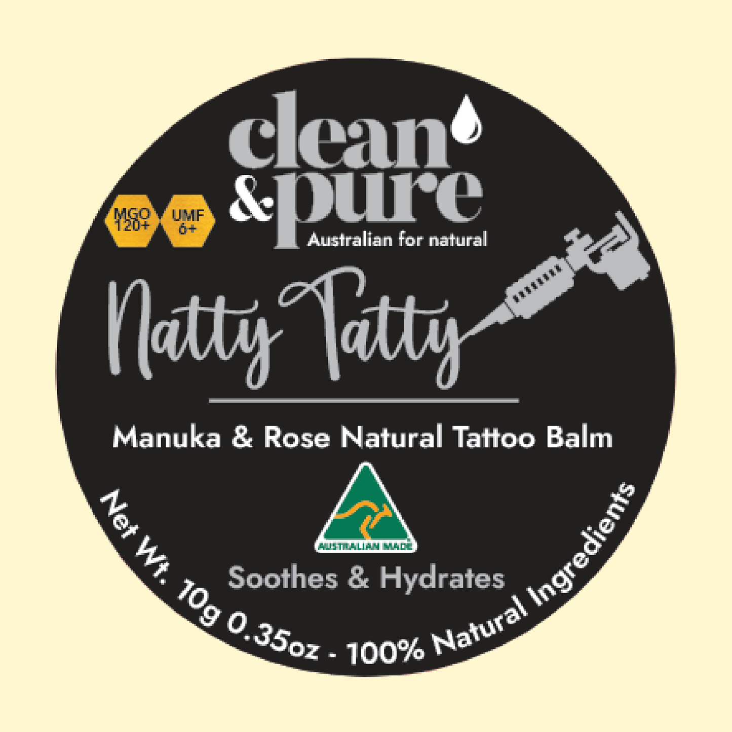 Clean & Pure - Natty Tatty Manuka and Rose Natural Tattoo Balm