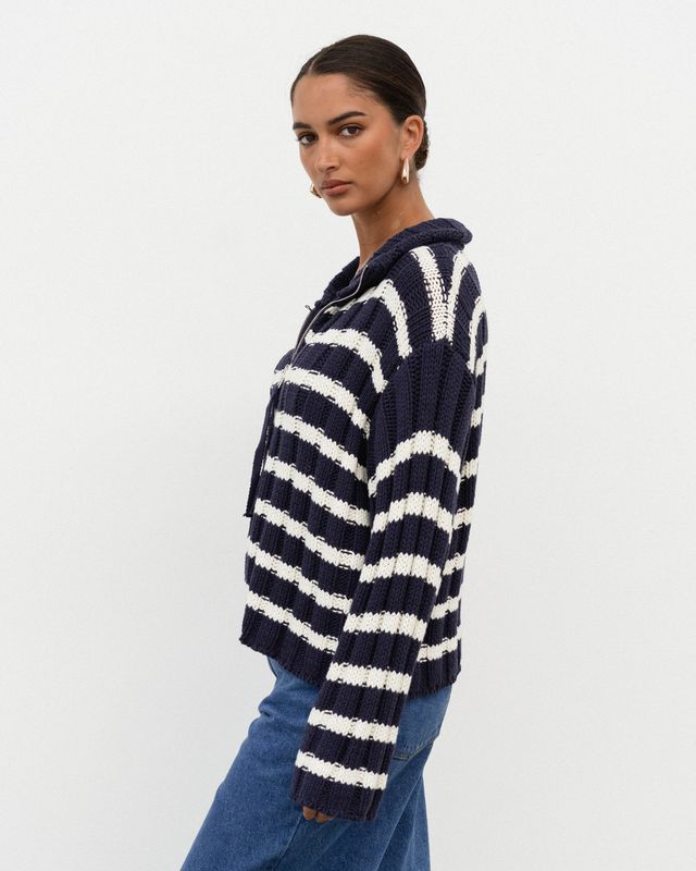 White Closet - Navy Striped Cardigan