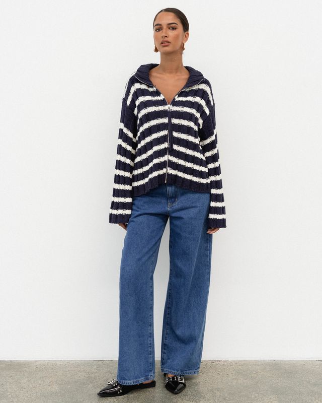 White Closet - Navy Striped Cardigan