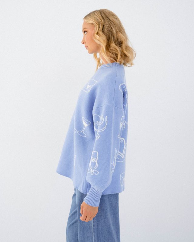 Love Note Knit (Blue and White)