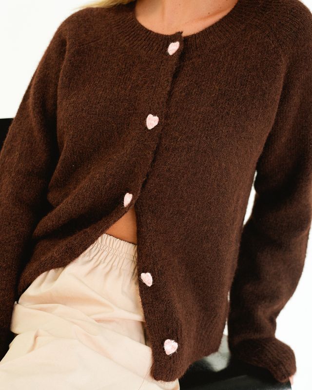 Teddy Knit Cardigan (Chocolate)