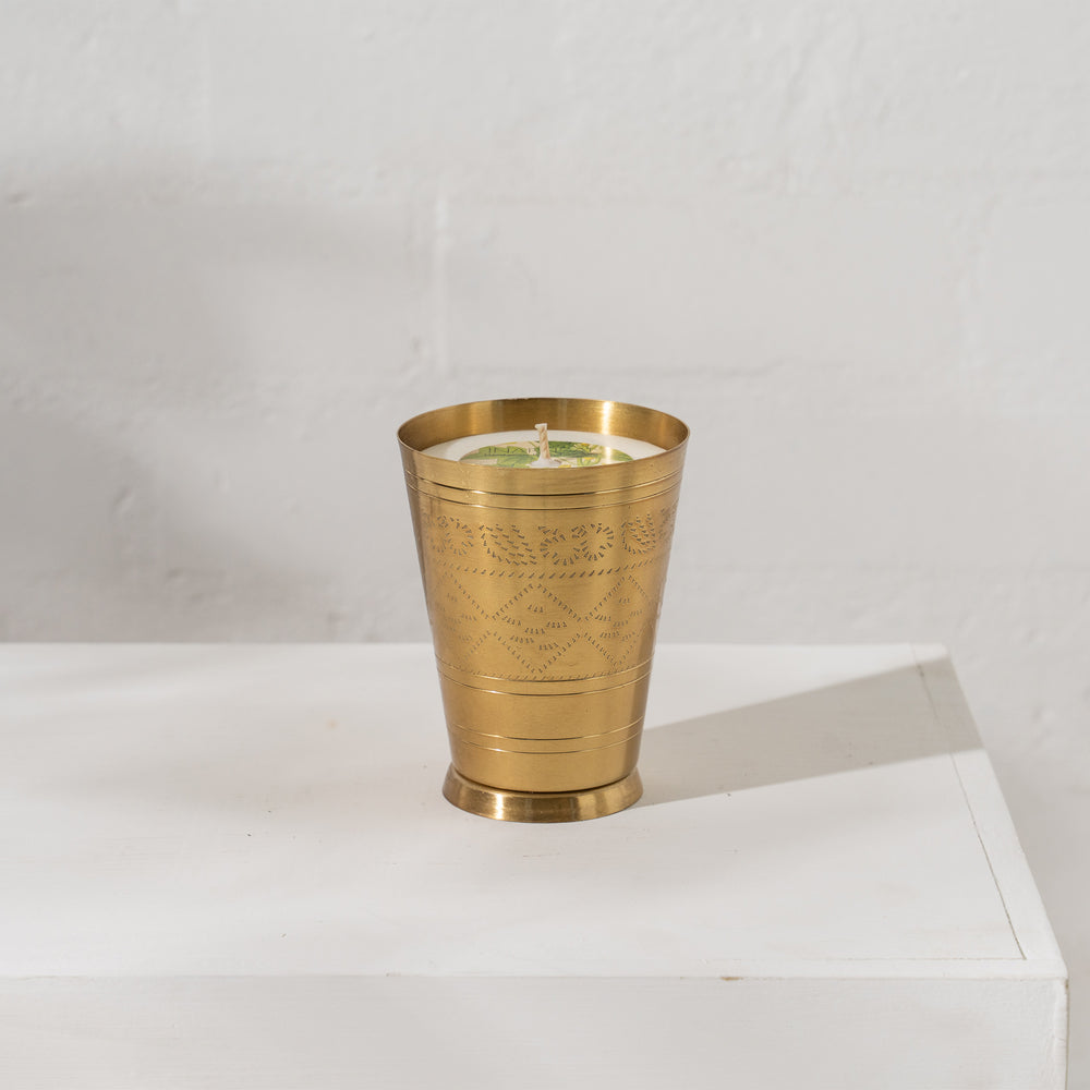 Hand Poured Soy Candle in Brass Lassi Cup
