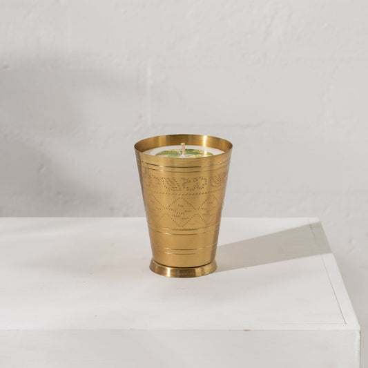 Hand Poured Soy Candle in Brass Lassi Cup