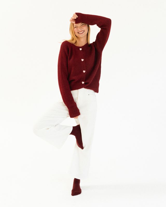Teddy Knit Cardigan (Red)