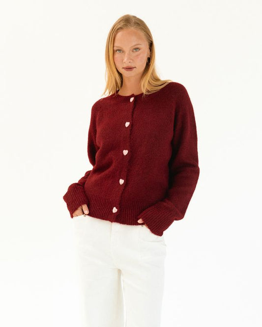 Teddy Knit Cardigan (Red)
