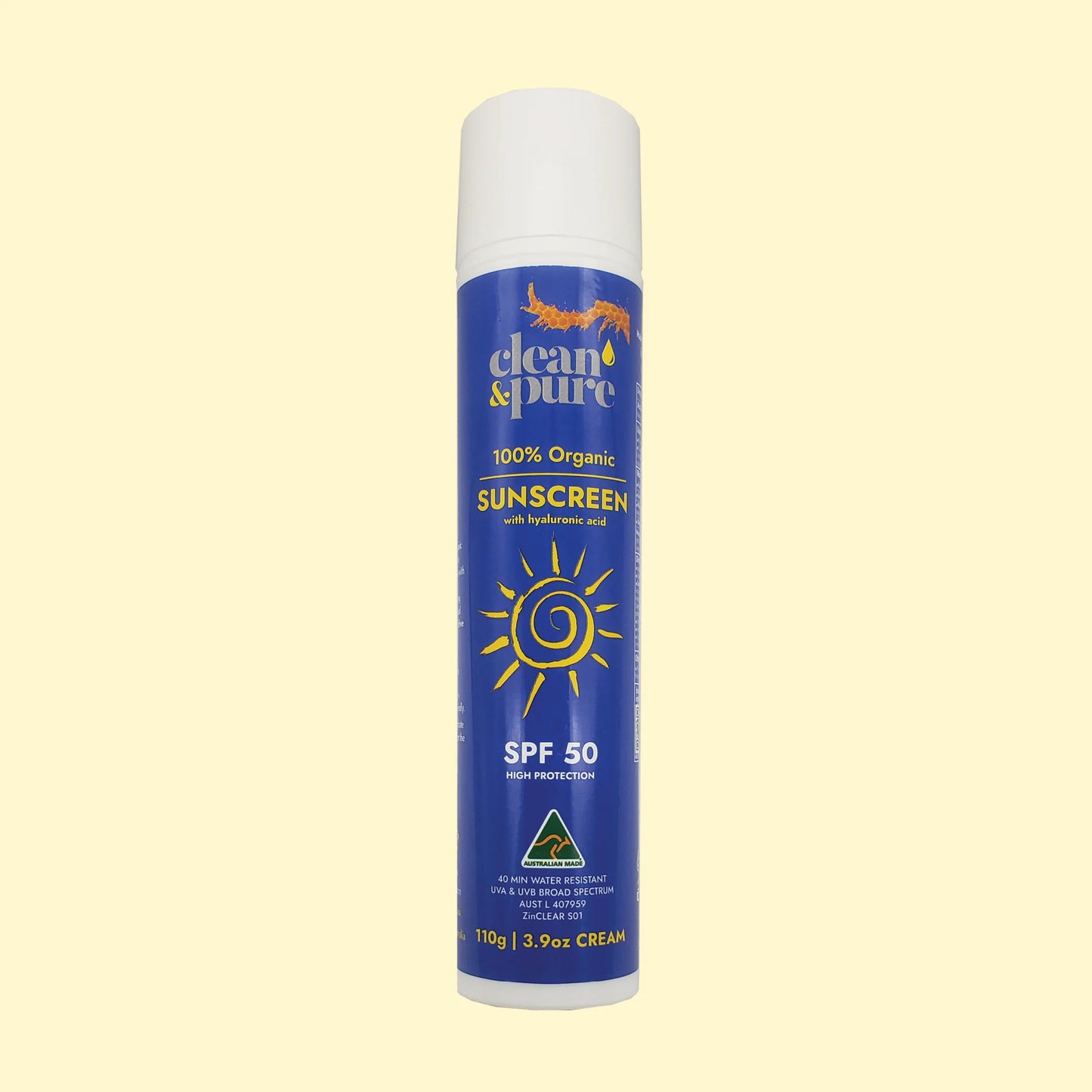 Clean & Pure 100% Organic Sunscreen with Hyaluronic Acid