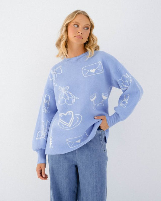 Love Note Knit (Blue and White)