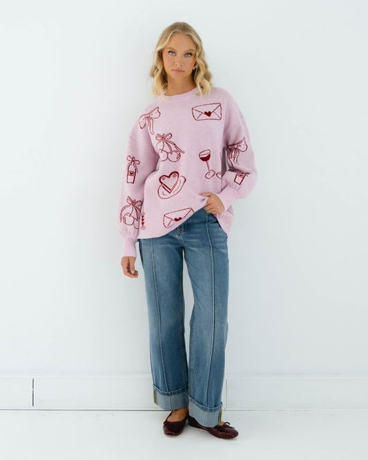 Love Note Knit (Pink and Red)